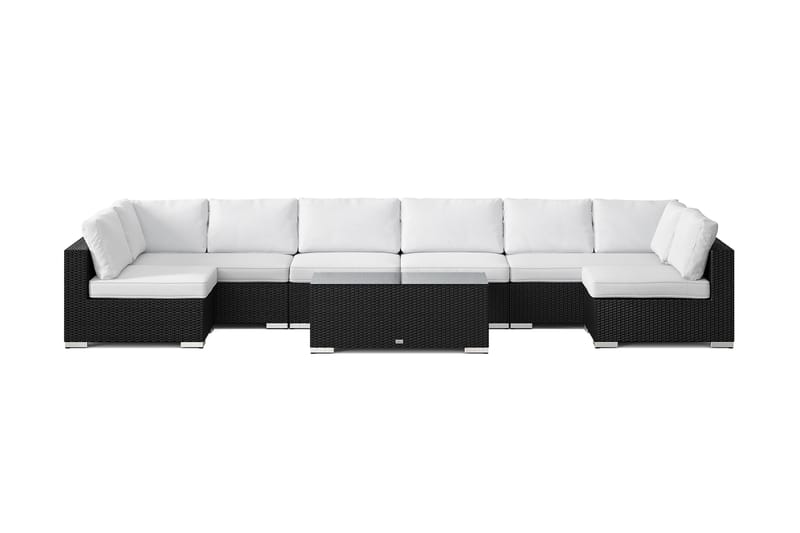 Bahamas U-muotoinen ulkolounge-ryhmä avoimella päädyllä, 8-hengen, pöytä - Musta - Puutarhakalusteet - Terassiryhmät - Oleskeluryhmät