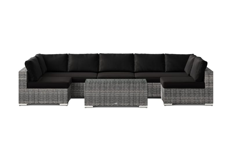 Bahamas U-muotoinen ulkolounge-ryhmä avoimella päädyllä, 7-hengen, pöytä - Harmaa - Puutarhakalusteet - Terassiryhmät - Oleskeluryhmät