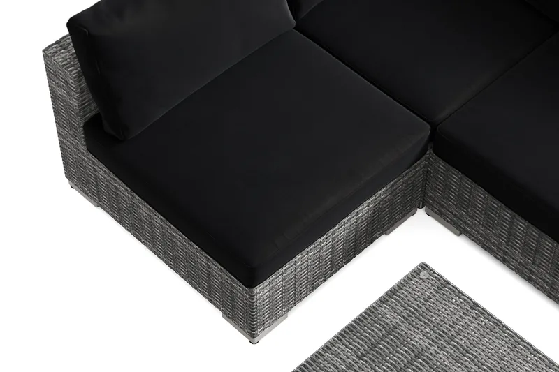 Bahamas U-muotoinen ulkolounge-ryhmä avoimella päädyllä, 6-hengen, pöytä - Harmaa - Puutarhakalusteet - Terassiryhmät - Oleskeluryhmät