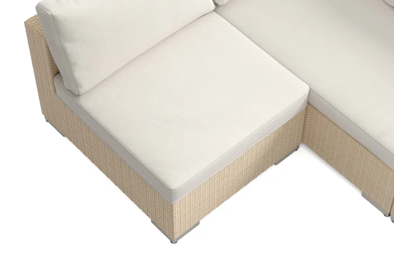 Bahamas U-muotoinen ulkolounge-ryhmä avoimella päädyllä, 7-hengen, pöytä - Hiekka - Puutarhakalusteet - Terassiryhmät - Oleskeluryhmät