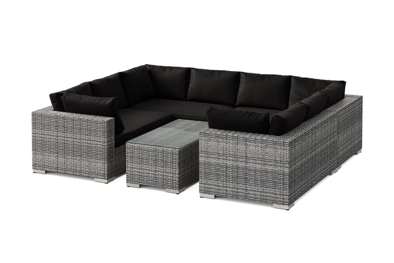 Bahamas U-muotoinen ulkolounge-ryhmä suljetulla päädyllä, 8-hengen, pöytä, Harmaa