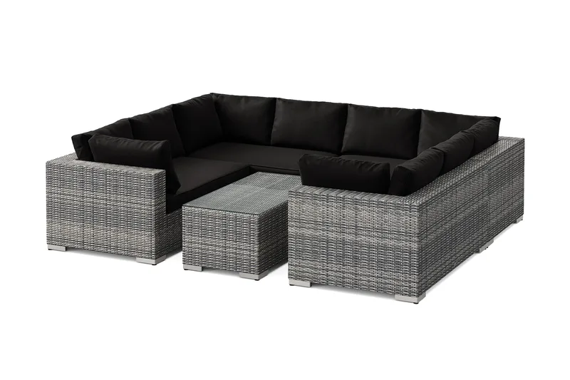 Bahamas U-muotoinen ulkolounge-ryhmä suljetulla päädyllä, 8-hengen, pöytä, Harmaa