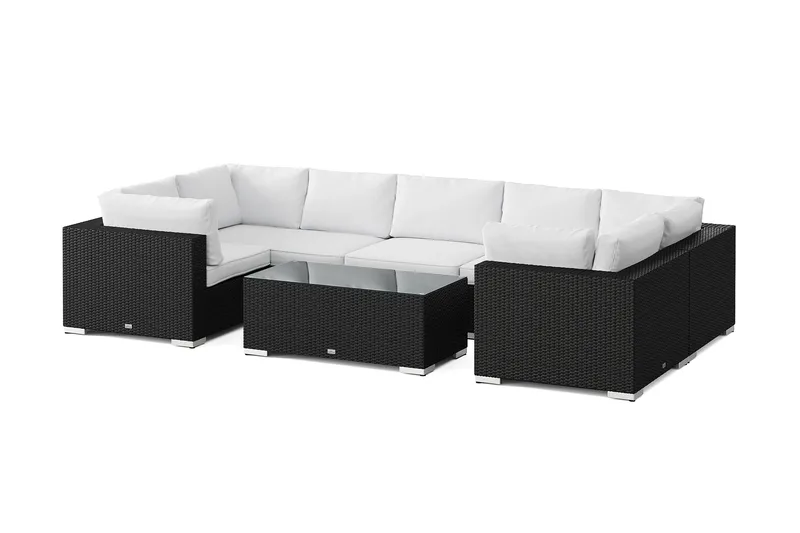 Bahamas U-muotoinen ulkolounge-ryhmä suljetulla päädyllä, 7-hengen, pöytä, Musta