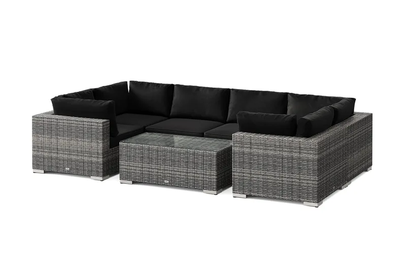 Bahamas U-muotoinen ulkolounge-ryhmä suljetulla päädyllä, 6-hengen, pöytä, Harmaa