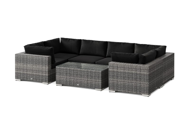 Bahamas U-muotoinen ulkolounge-ryhmä suljetulla päädyllä, 6-hengen, pöytä, Harmaa