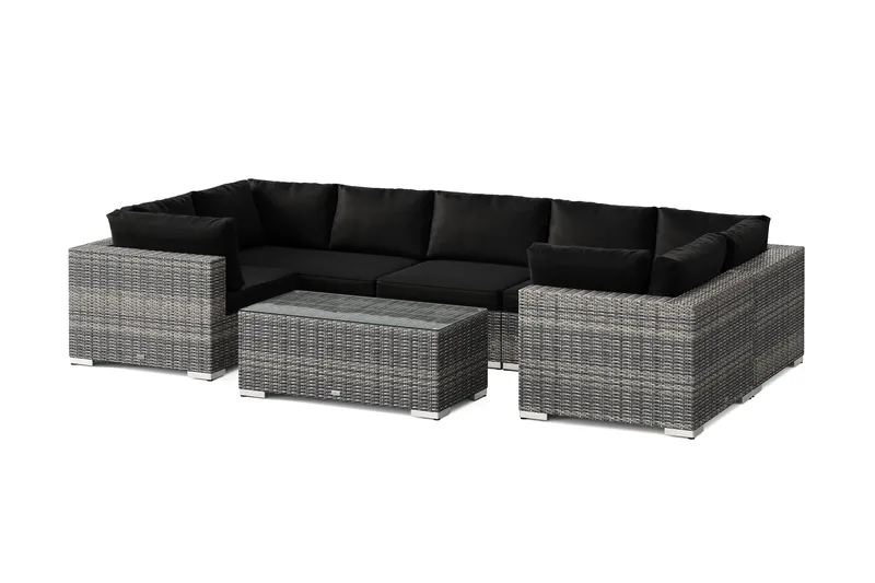 Bahamas U-muotoinen ulkolounge-ryhmä suljetulla päädyllä, 7-hengen, pöytä, Harmaa