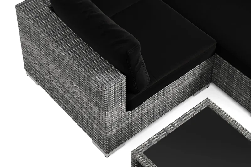 Bahamas U-muotoinen ulkolounge-ryhmä suljetulla päädyllä, 7-hengen, pöytä ja hylly - Harmaa - Puutarhakalusteet - Terassiryhmät - Oleskeluryhmät