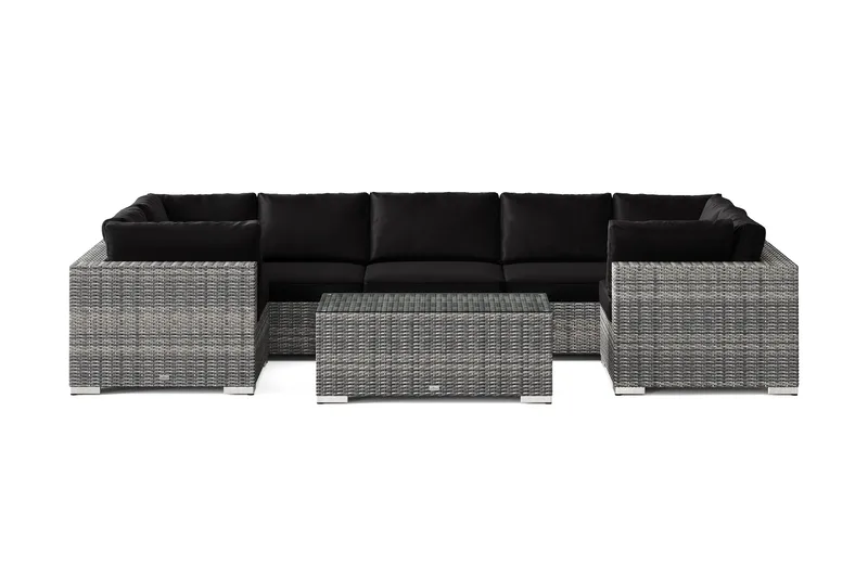 Bahamas U-muotoinen ulkolounge-ryhmä suljetulla päädyllä, 7-hengen, pöytä - Harmaa - Puutarhakalusteet - Terassiryhmät - Oleskeluryhmät