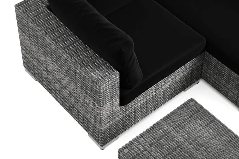 Bahamas U-muotoinen ulkolounge-ryhmä suljetulla päädyllä, 7-hengen, pöytä - Harmaa - Puutarhakalusteet - Terassiryhmät - Oleskeluryhmät