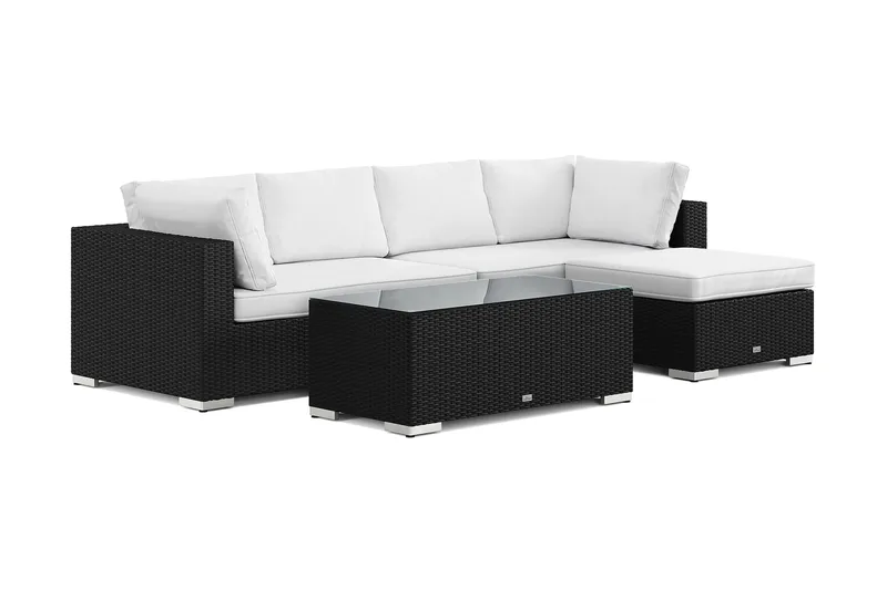 Bahamas ulkodivaanisohva 5-hengen, käännettävä divaani ja pöytä, Musta