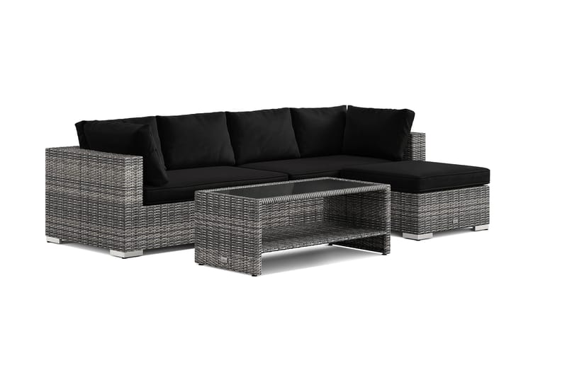 Bahamas ulkodivaanisohva 5-hengen, käännettävä divaani ja pöytä hyllyllä, Harmaa