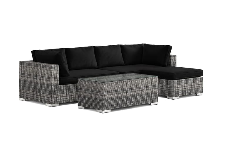 Bahamas ulkodivaanisohva 5-hengen, käännettävä divaani ja pöytä - Harmaa - Puutarhakalusteet - Terassiryhmät - Oleskeluryhmät