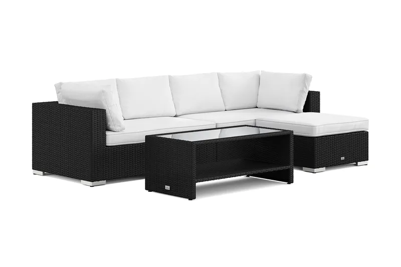 Bahamas ulkodivaanisohva 5-hengen, käännettävä divaani ja pöytä hyllyllä, Musta