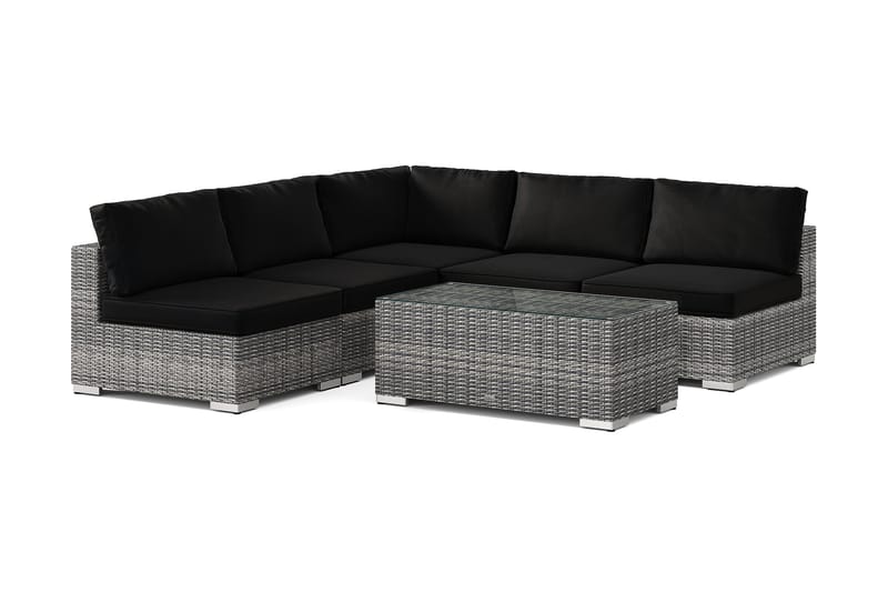 Bahamas ulkokulmasohva 5-hengen, käännettävä, avoin pääty ja pöytä, Harmaa