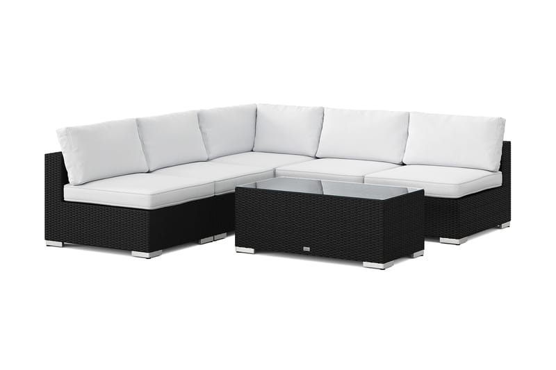 Bahamas ulkokulmasohva 5-hengen, käännettävä, avoin pääty ja pöytä - Musta - Puutarhakalusteet - Terassiryhmät - Oleskeluryhmät