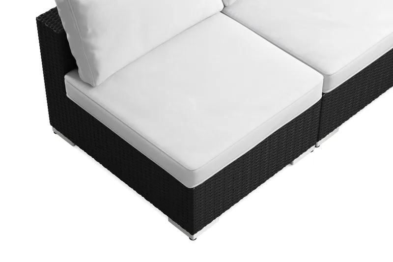 Bahamas ulkokulmasohva 5-hengen, käännettävä, avoin pääty ja pöytä hyllyllä - Musta - Puutarhakalusteet - Terassiryhmät - Oleskeluryhmät