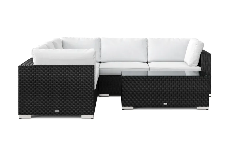 Bahamas ulkokulmasohva 5-hengen, käännettävä, pöydällä - Musta - Puutarhakalusteet - Terassiryhmät - Oleskeluryhmät