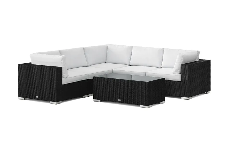 Bahamas ulkokulmasohva 5-hengen, käännettävä, pöydällä, Musta