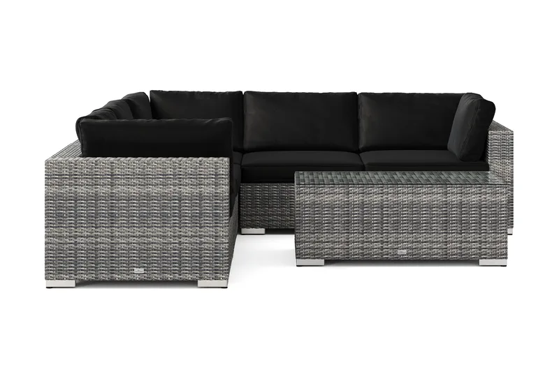 Bahamas ulkokulmasohva 5-hengen, käännettävä, pöydällä - Harmaa - Puutarhakalusteet - Terassiryhmät - Oleskeluryhmät