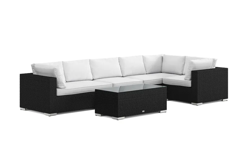 Bahamas ulkokulmasohva 6-hengen, käännettävä, pöydällä, Musta