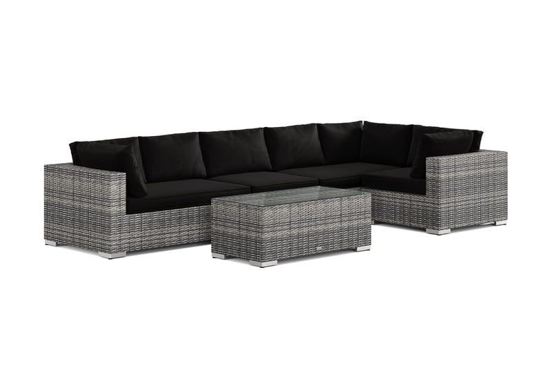 Bahamas ulkokulmasohva 6-hengen, käännettävä, pöydällä - Harmaa - Puutarhakalusteet - Terassiryhmät - Oleskeluryhmät