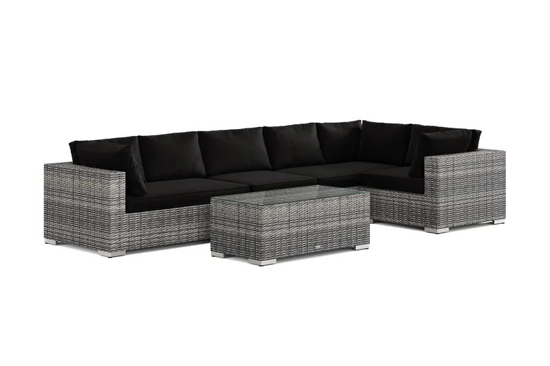 Bahamas ulkokulmasohva 6-hengen, käännettävä, pöydällä, Harmaa