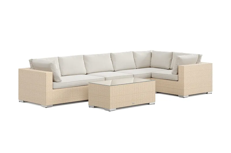 Bahamas ulkokulmasohva 6-hengen, käännettävä, pöydällä, Hiekka