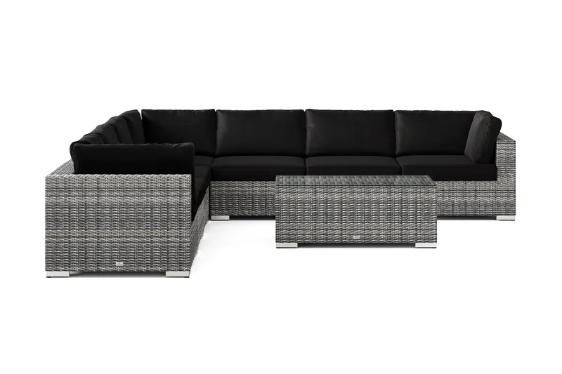 Bahamas ulkokulmasohva 7-hengen, käännettävä, pöydällä - Harmaa - Puutarhakalusteet - Terassiryhmät - Oleskeluryhmät
