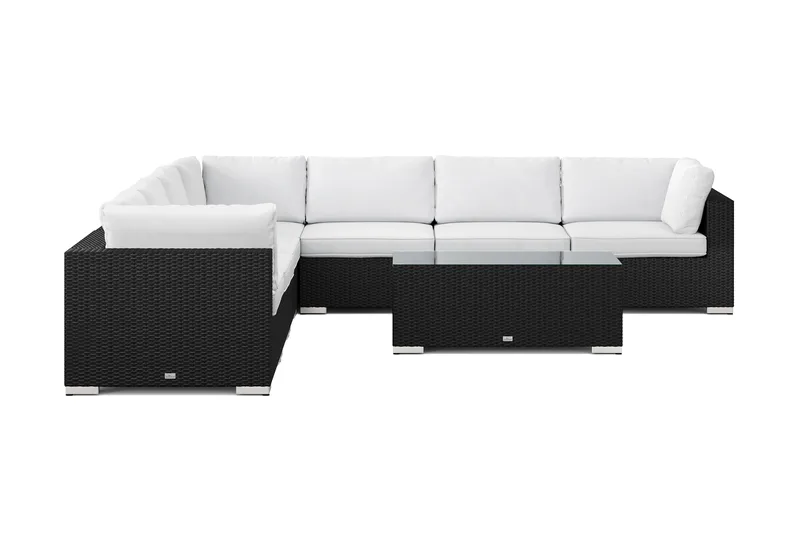 Bahamas ulkokulmasohva 7-hengen, käännettävä, pöydällä - Musta - Puutarhakalusteet - Terassiryhmät - Oleskeluryhmät