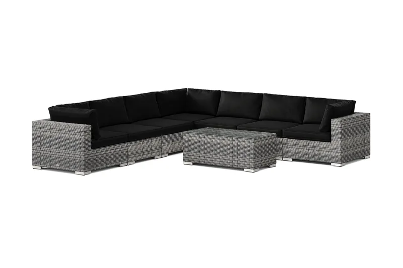 Bahamas ulkokulmasohva 7-hengen, käännettävä, pöydällä, Harmaa