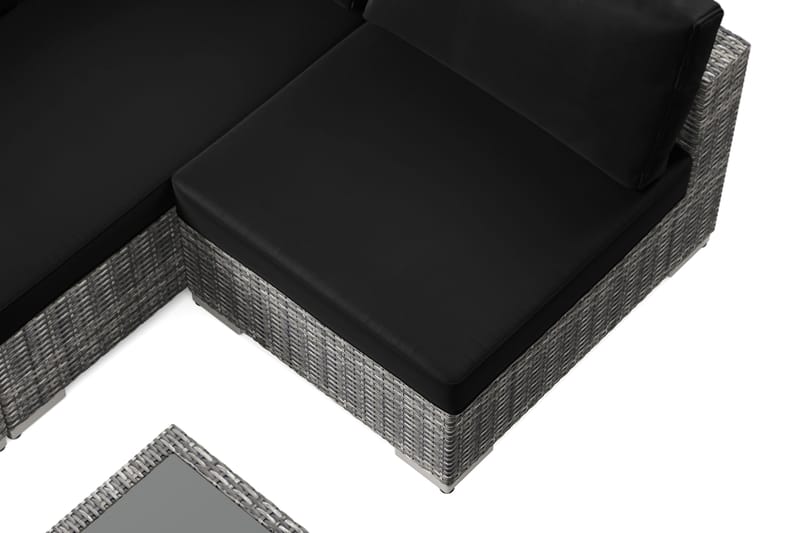 Bahamas ulkolounge-ryhmä 5-hengen, käännettävä divaaniosa ja pöytä hyllyllä - Harmaa - Puutarhakalusteet - Terassiryhmät - Oleskeluryhmät