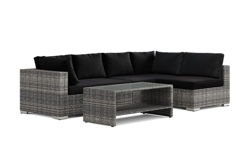 Bahamas ulkolounge-ryhmä 5-hengen, käännettävä divaaniosa ja pöytä hyllyllä, Harmaa