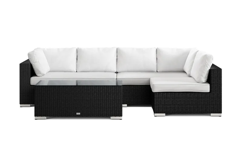 Bahamas ulkolounge-ryhmä 5-hengen, käännettävä divaaniosa ja pöytä - Musta - Puutarhakalusteet - Terassiryhmät - Oleskeluryhmät