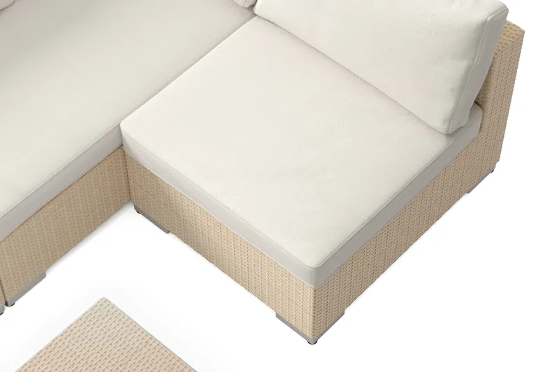 Bahamas ulkolounge-ryhmä 5-hengen, käännettävä divaaniosa ja pöytä - Hiekka - Puutarhakalusteet - Terassiryhmät - Oleskeluryhmät