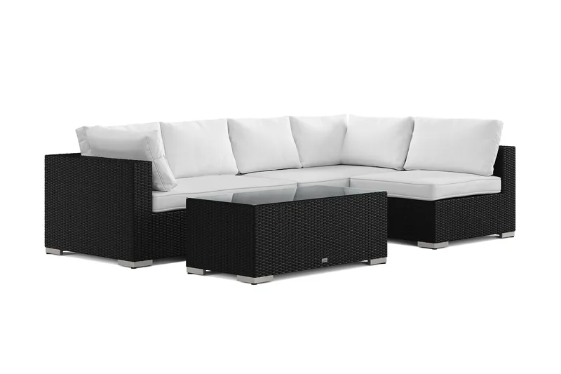 Bahamas ulkolounge-ryhmä 5-hengen, käännettävä divaaniosa ja pöytä, Musta