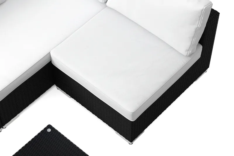 Bahamas ulkolounge-ryhmä 5-hengen, käännettävä divaaniosa ja pöytä - Musta - Puutarhakalusteet - Terassiryhmät - Oleskeluryhmät