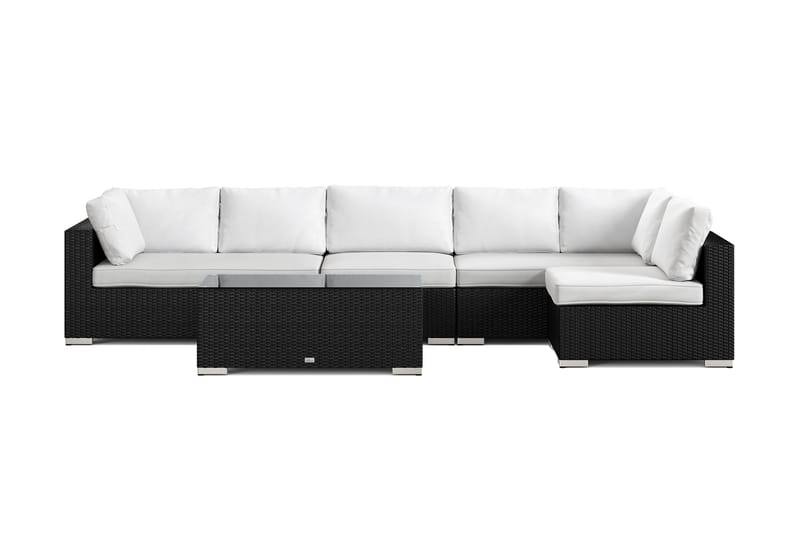 Bahamas ulkolounge-ryhmä 6-hengen, käännettävä divaaniosa ja pöytä - Musta - Puutarhakalusteet - Terassiryhmät - Oleskeluryhmät