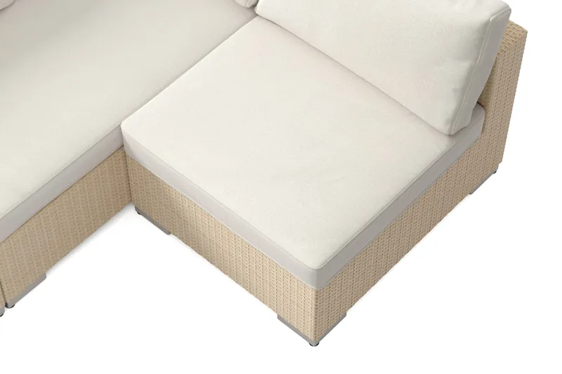 Bahamas ulkolounge-ryhmä 6-hengen, käännettävä divaaniosa ja pöytä - Hiekka - Puutarhakalusteet - Terassiryhmät - Oleskeluryhmät