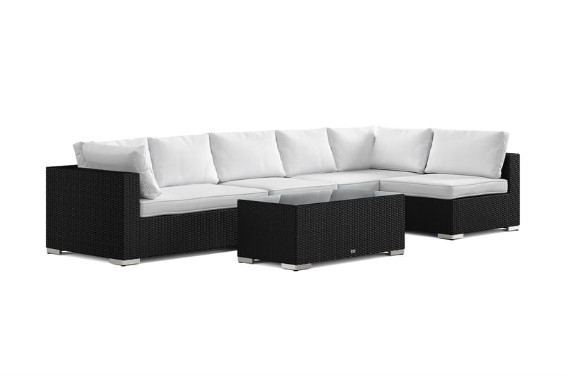 Bahamas ulkolounge-ryhmä 6-hengen, käännettävä divaaniosa ja pöytä, Musta