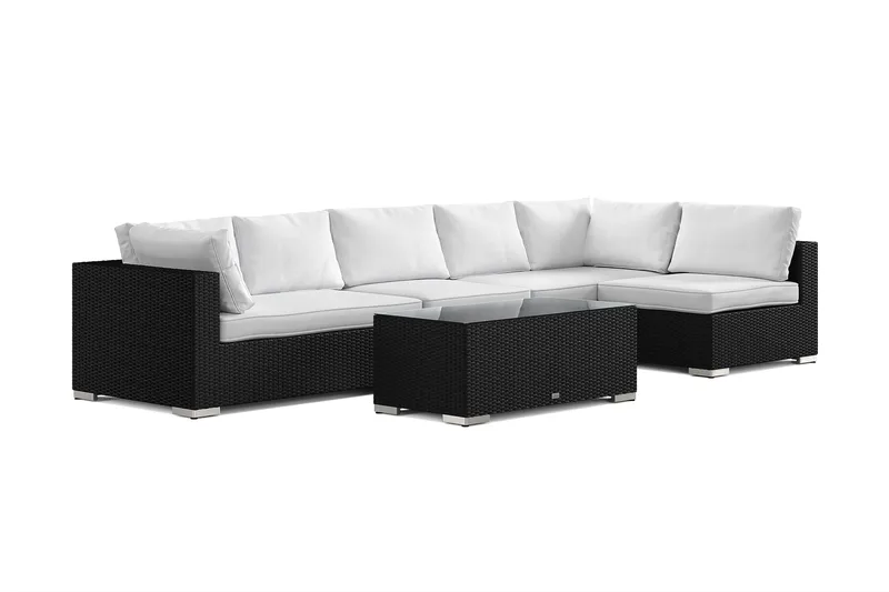 Bahamas ulkolounge-ryhmä 6-hengen, käännettävä divaaniosa ja pöytä, Musta