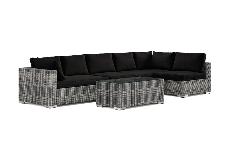 Bahamas ulkolounge-ryhmä 6-hengen, käännettävä divaaniosa ja pöytä, Harmaa