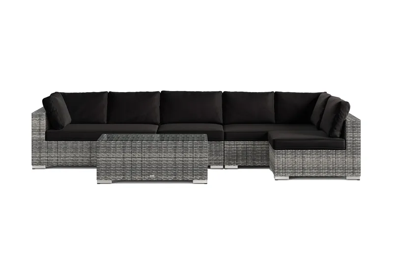 Bahamas ulkolounge-ryhmä 6-hengen, käännettävä divaaniosa ja pöytä - Harmaa - Puutarhakalusteet - Terassiryhmät - Oleskeluryhmät
