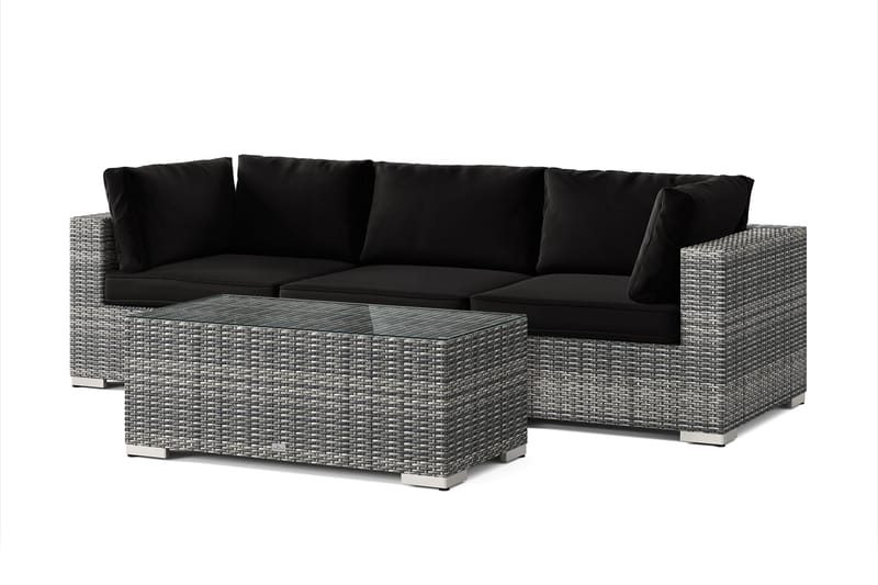 Bahamas ulkosohva 3-hengen, pöytä - Harmaa - Puutarhakalusteet - Terassiryhmät - Oleskeluryhmät