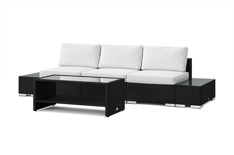 Bahamas ulkosohva 3-hengen, pöytä hyllyllä, Musta