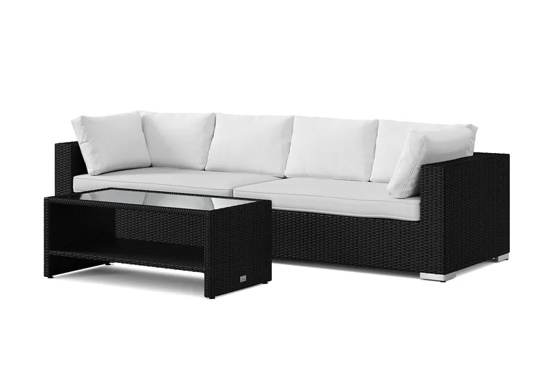 Bahamas ulkosohva 4-hengen, pöytä ja hylly, Musta