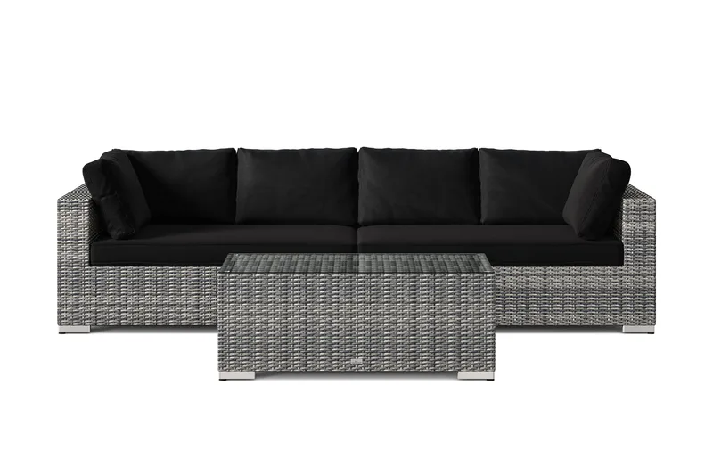 Bahamas ulkosohva 4-hengen, pöytä - Harmaa - Puutarhakalusteet - Terassiryhmät - Oleskeluryhmät