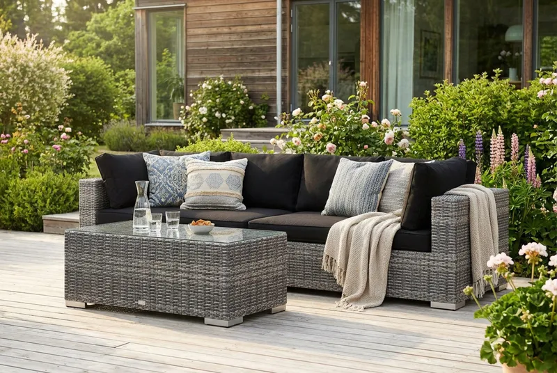 Bahamas ulkosohva 4-hengen, pöytä - Harmaa - Puutarhakalusteet - Terassiryhmät - Oleskeluryhmät