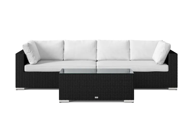 Bahamas ulkosohva 4-hengen, pöytä - Musta - Puutarhakalusteet - Terassiryhmät - Oleskeluryhmät
