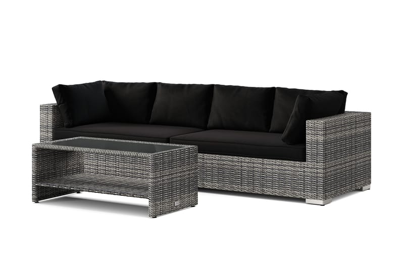 Bahamas ulkosohva 4-hengen, pöytä ja hylly, Harmaa