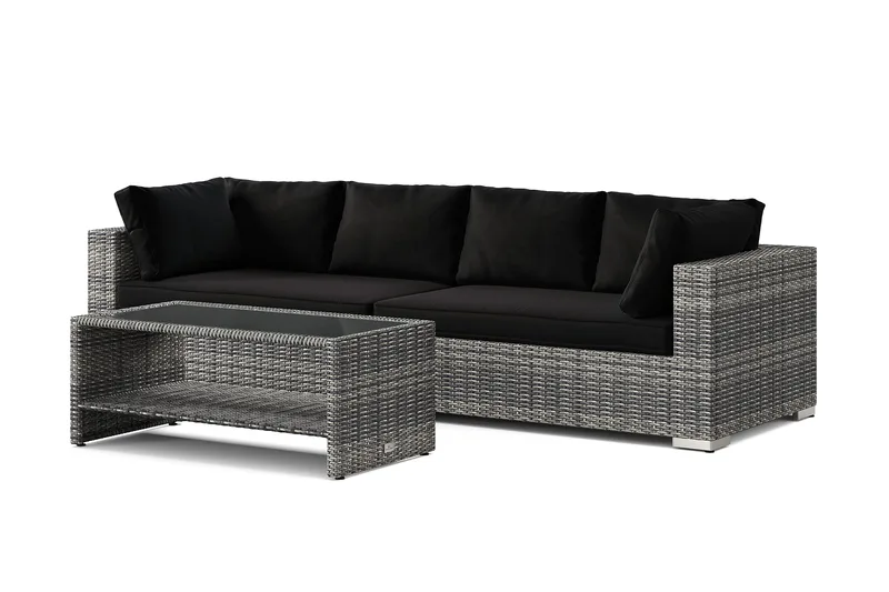 Bahamas ulkosohva 4-hengen, pöytä ja hylly, Harmaa